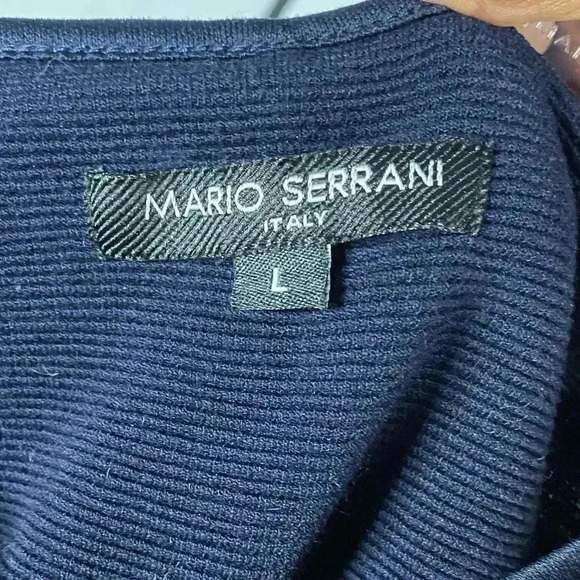 Mario Serrani Italy Navy Blue 1/2 Sleeve Textured Knit Shift Dress - Picture 4 of 5
